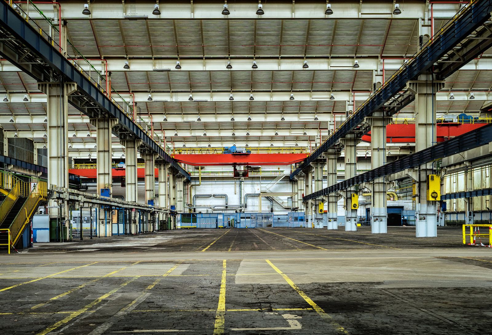 A large industrial hall prepared for production